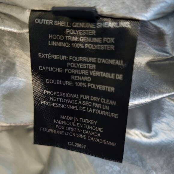 MITCHIE'S~M/L~SILVER GRAY GENUINE SHEARLING REAL FOX FUR HOODED PARKA COAT - Picture 16 of 16